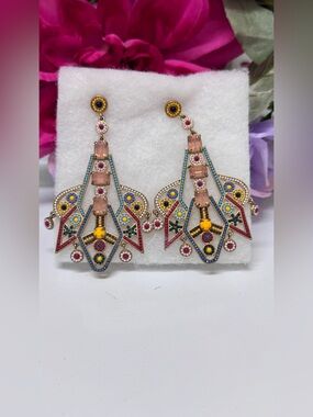 J.Crew Vibrant Geometric Earrings, featuring detailed colorful enamel earrings